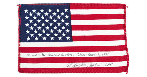 Flag from Apollo 15, the first mission to use the Lunar Roving Vehicle